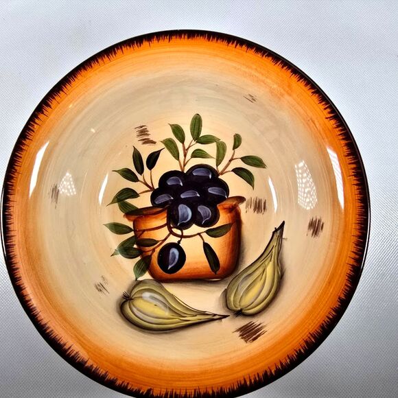 Set of 2 Inspired By Tuscany Bowl Olive and Garlic Motif 8” Mediterranean - Picture 6 of 9
